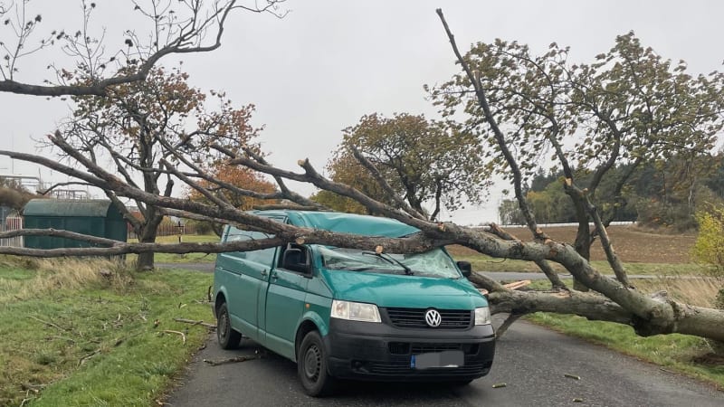 Českem se prohnal silný vichr. Lámal stromy, ničil domy a zastavil i vlaky