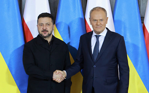 Zelenskyj jednal v Polsku s Tuskem. Řešili i nedávné spory mezi oběma státy